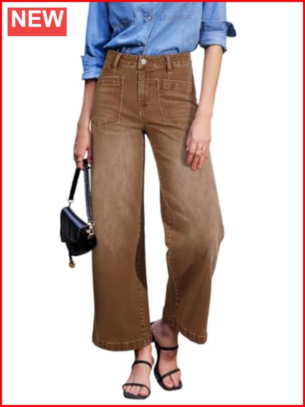 High Waisted Wide Leg Stretch Ankle Jeans for Women